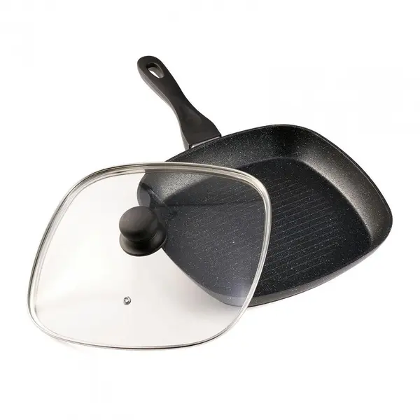 HEINNER Tigaie Grill din aluminiu Heinner HR-BET-ROCA28G, 28 x 4 cm, Neagra
