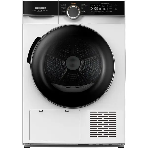 HEINNER Uscator de rufe Heinner HHPD-M10K3A+++, Pompa de caldura, 10 kg, Inverter, 14 programe, Clasa C, Control touch, Functie Anti-Sifonare, Program Sterilizare, Iluminare cuva, Alb