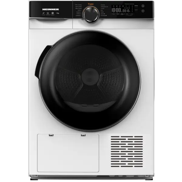 HEINNER Uscator de rufe Heinner HHPD-M8K3A++, Pompa de caldura, 8 kg, 14 programe, Clasa A++, Control touch, Senzor umiditate, Display LED, Iluminare cuva, Blocare acces copii, Alb