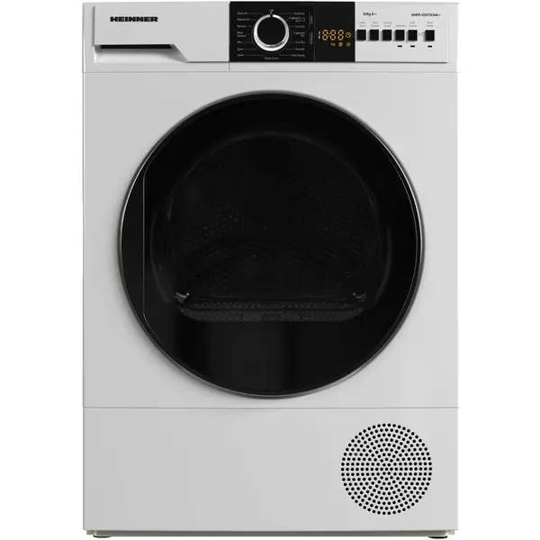 HEINNER Uscator de rufe Heinner HHPD-V10T2CHA++, Pompa de caldura, 10 kg, 15 programe, Clasa E, Display LED, Lumina cuva, Blocare Acces copii, Alb