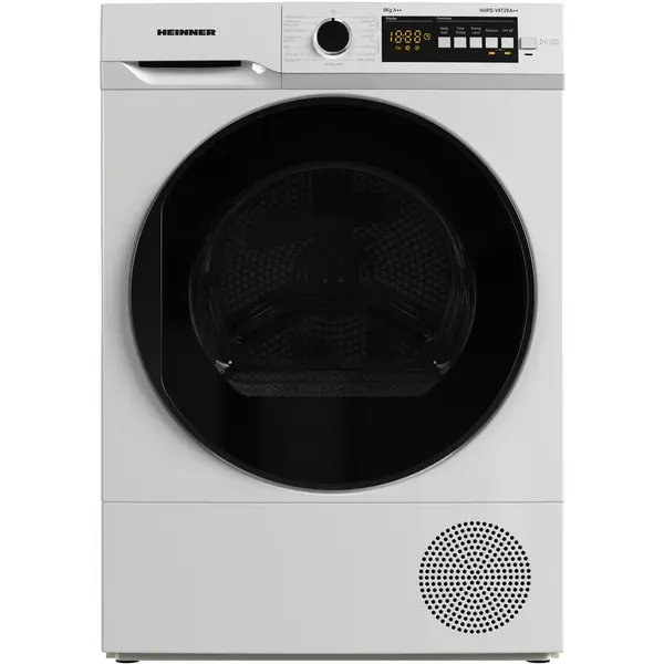 HEINNER Uscator de rufe Heinner HHPD-V8T2KA++, Pompa de caldura, 8 kg, 15 programe, Clasa A++, Display LED, Purebeam+, Iluminat cuva, Usa reversibila, Indicator curatare filtru scame, Indicator rezervor colectare apa plin, Blocare acces copii, Alb