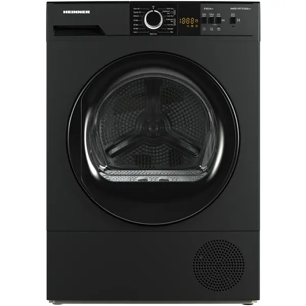 HEINNER Uscator de rufe Heinner HHPD-V9T1CHSA++, Pompa de caldura, 9 kg, Clasa A+/E, Display Led, Functie Anti-sifonare, Argintiu