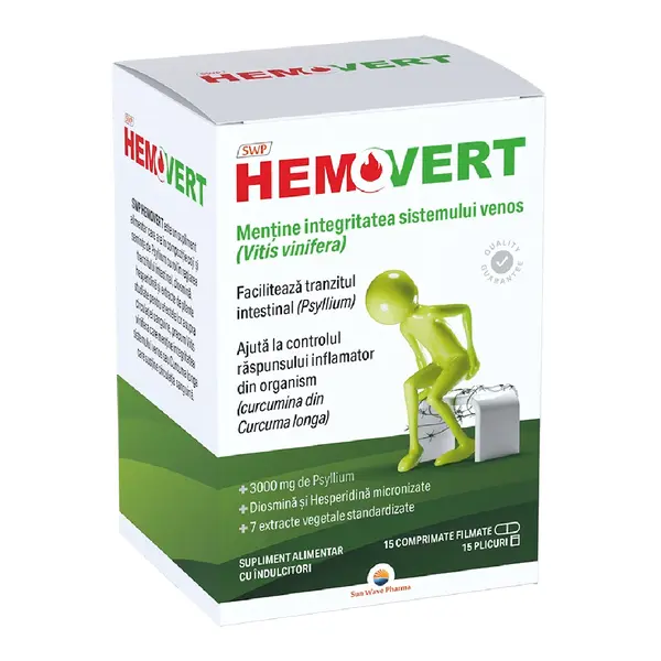 Hemovert, 15 plicuri + 15 comprimate filmate, Sun Wave Pharma