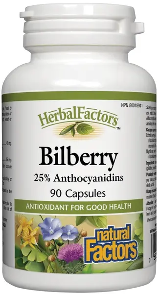 Herbal Factors Bilberry, 90 capsule, Natural Factors