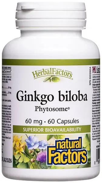 Herbal Factors Ginkgo Biloba Phytosome, 60 mg, 60 capsule, Natural Factors