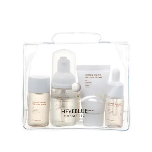 HEVEBLUE - Salmon Caring Centella Special Travel Kit Bag, 4pcs - 13ml + 25ml + 20ml + 30ml