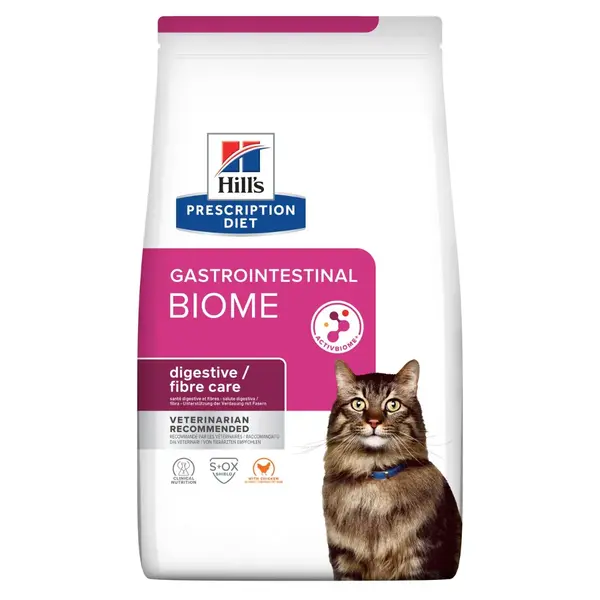 HILL'S Prescription Diet Gastrointestinal Biome, Pui, dietă veterinară, hrană uscată pisici, sistem digestiv, 1.5kg