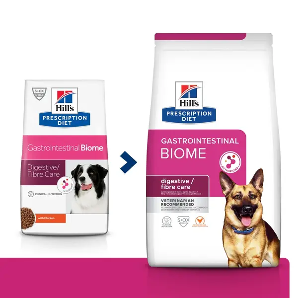 HILL'S Prescription Diet Gastrointestinal Biome, Pui, dietă veterinară câini, hrană uscată, afecțiuni digestive HILL'S Prescription Diet Gastrointestinal Biome, Pui, dietă veterinară câini, hrană uscată, sistem digestiv, 10kg
