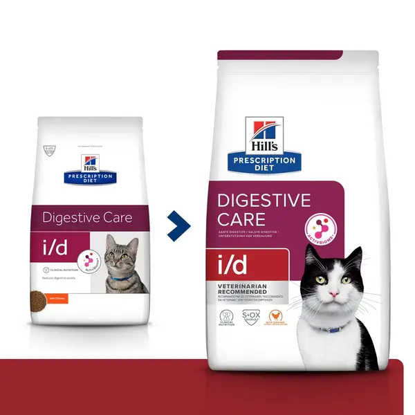 HILL'S Prescription Diet i/d Sensitive Digestive Care, Pui, dietă veterinară pisici, hrană uscată, sensibilități digestive HILL'S Prescription Diet i/d Sensitive Digestive Care, Pui, dietă veterinară pisici, hrană uscată, sistem digestiv, 1.5kg