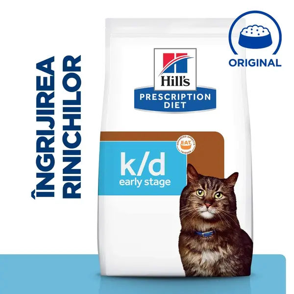 HILL'S Prescription Diet k/d Kidney Care Early Stage, dietă veterinară pisici, hrană uscată, afecțiuni renale HILL'S Prescription Diet k/d Kidney Care Early Stage, dietă veterinară pisici, hrană uscată, sistem renal, 3kg