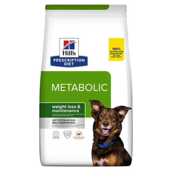 HILL'S Prescription Diet Metabolic, Miel cu Orez, dietă veterinară câini, hrană uscată, afecțiuni metabolice (obezitate) HILL'S Prescription Diet Metabolic, Miel cu Orez, dietă veterinară câini, hrană uscată, metabolism (obezitate si diabet), 1.5kg
