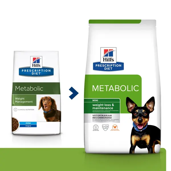 HILL'S Prescription Diet Metabolic Mini, dietă veterinară câini, hrană uscată, afecțiuni metabolice (obezitate) HILL'S Prescription Diet Metabolic Mini, dietă veterinară câini, hrană uscată, metabolism (obezitate si diabet), 3kg