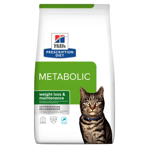 HILL'S Prescription Diet Metabolic, Ton, dietă veterinară, hrană uscată pisici, managementul greutății, 3kg