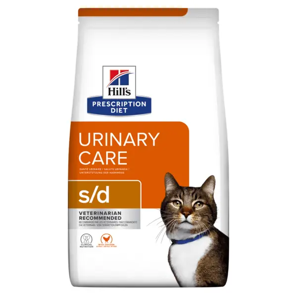 HILL'S Prescription Diet s/d Urinary Care, Pui, dietă veterinară pisici, hrană uscată, afecțiuni urinare HILL'S Prescription Diet s/d Urinary Care, Pui, dietă veterinară pisici, hrană uscată, sistem urinar, 3kg