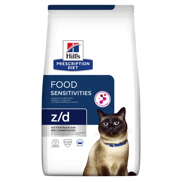 HILL'S Prescription Diet z/d Food Sensitivities, dietă veterinară pisici, hrană uscată, afecțiuni dermatologice și digestive HILL'S Prescription Diet z/d Food Sensitivities, dietă veterinară pisici, hrană uscată, piele & blana, sistem digestiv, 3kg