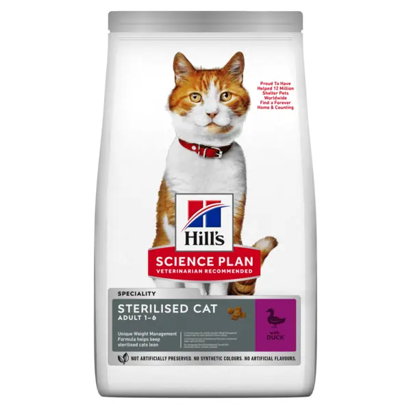HILL'S SCIENCE PLAN Young Adult Sterilised, Rață, hrană uscată pisici sterilizate HILL'S SCIENCE PLAN Adult Sterilised, Rață, hrană uscată pisici sterilizate, 10kg