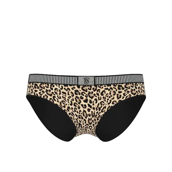Hiphugger shine patch cotton briefs with appliqué logo - natural leopard S
