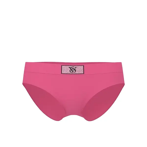 Hiphugger shine patch cotton briefs with appliqué logo - pink M