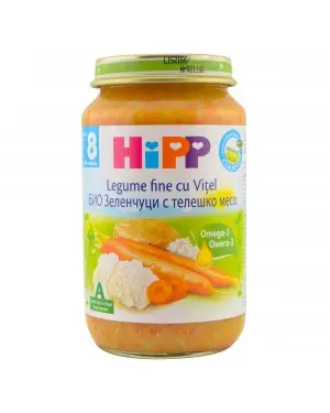 Hipp Piure din legume fine si orez cu carne de vitel 8+ luni 220g