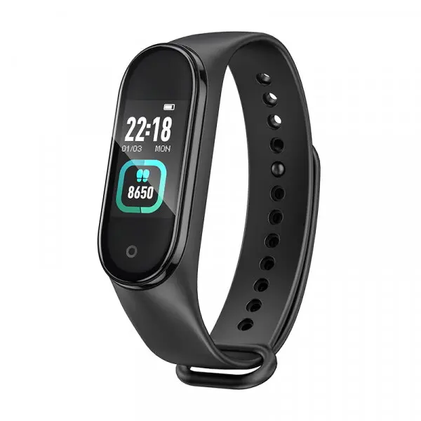 HOCO Bratara Fitness HOCO GA08, Notificari apeluri si mesaje, Control muzica si camera, Pedometru, Calorii, Monitor de somn, Negru