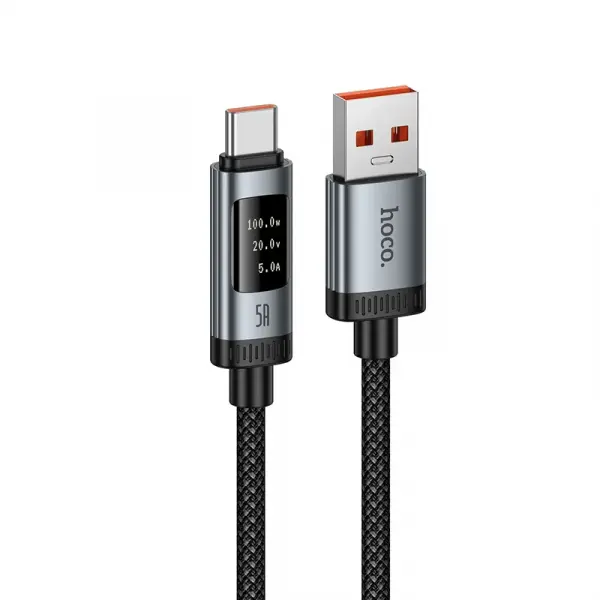 HOCO Cablu Date si Incarcare USB-A - USB-C HOCO Display U148, 100W, 1.2m, Negru