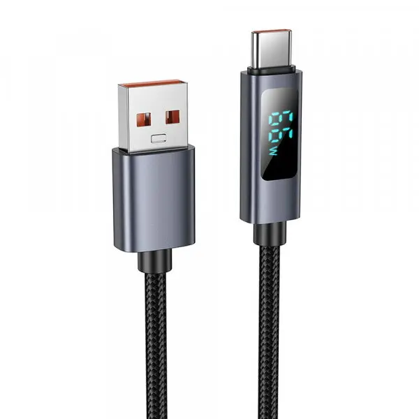 HOCO Cablu Date si Incarcare USB-A - USB-C HOCO Display X112, 100W, 1m, Negru