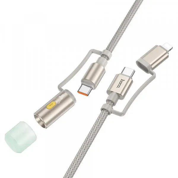 HOCO Cablu Date si Incarcare USB-C / Lightning - USB-C / Led HOCO U138, 60W, 1.2m, Gri