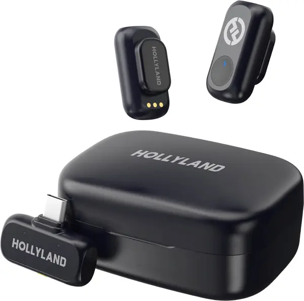 Hollyland LARK A1 Duo Lavaliere wireless, Omnidirectional, RX, Charging case, USB-C, Autonomie 9 ore, Space Gray