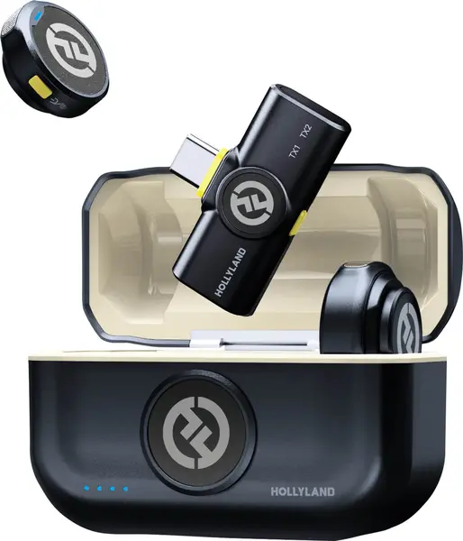 Hollyland Lark M2 USB-C Lavaliere Wireless pentru Telefon si Laptop, Omnidirectional, Noise Cancellation, Shine Charcoal