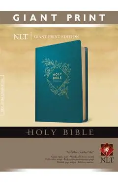 Holy Bible, Giant Print NLT (Red Letter, Leatherlike, Teal Blue) - Tyndale