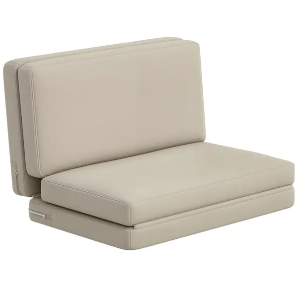 HOMCOM 2-in-1 canapea relaxanta pliabila, saltea pentru oaspeti, separabila, latime de 120 cm, Bej | Aosom Romania