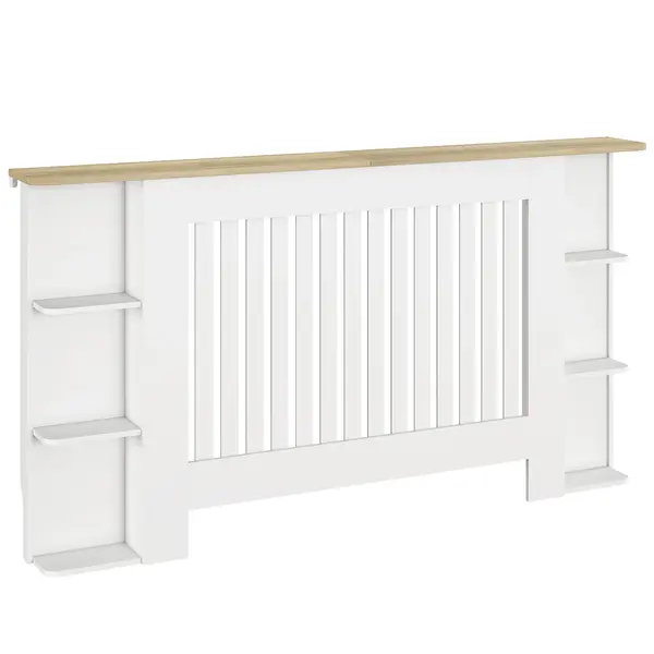 HOMCOM Acoperire Radiator cu Rafturi din MDF, Design Modern cu Șipcă, pentru Living și Dormitor, 152x19x83 cm, Alb | Aosom Romania