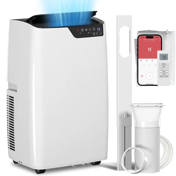 HOMCOM Aparat de aer condiționat portabil 12000 BTU, aparat cu funcții de răcire, dezumidificare, ventilator, mod somn, control vocal WiFi | Aosom Romania