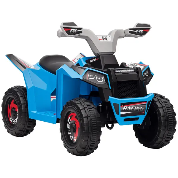 HOMCOM ATV pentru Copii 18-36 Luni din PP și Metal cu Roți Rezistente, Viteză Max 2.5 km/h, Design Atractiv, Albastru Gri și Negru | Aosom Romania