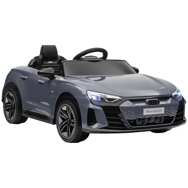 HOMCOM Automobil electric pentru copii cu telecomandă, centură de siguranță, claxon, muzică, faruri, până la 5 km/h, 3-5 ani, Gri | Aosom Romania