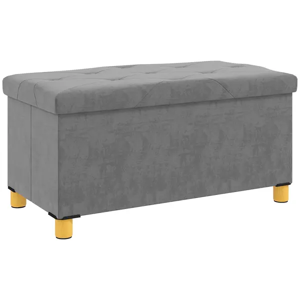 HOMCOM Banc de depozitare capăt de pat pliabil volum 67 L capacité de charge 120 kg avec couvercle 76L x 38l x 38H cm gris | Aosom Romania