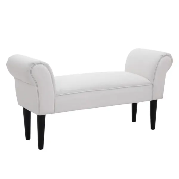 HOMCOM Bancă de Capăt de Pat cu Cotiere Rulate, Bancă Căptușită pentru Dormitor, 102x36x51 cm, Alb | Aosom Romania