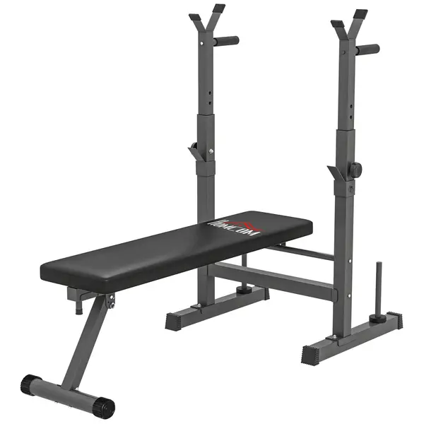 HOMCOM Bancă de Greutăți Pliabilă cu 8 Înălțimi Reglabile și Suport pentru Halteră, 140x73x98-122 cm, Gri | Aosom Romania