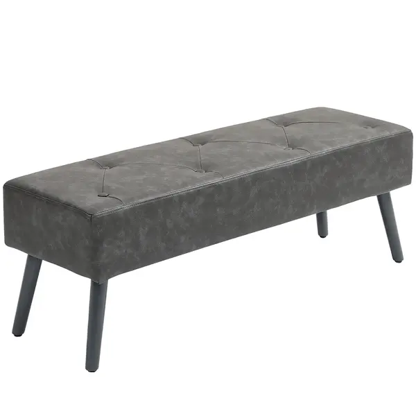 HOMCOM Bancă la picioarele patului Banchetă de dormitor cu picioare din lemn și șezut căptușit 114x38x42 cm Gri | Aosom Romania