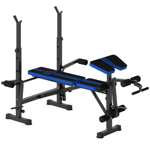 HOMCOM Bancă Multifuncțională Reglabilă cu Suport pentru Bară, Bancă de Greutăți din Oțel și Plastic, 175x139x127 cm, Negru | Aosom Romania