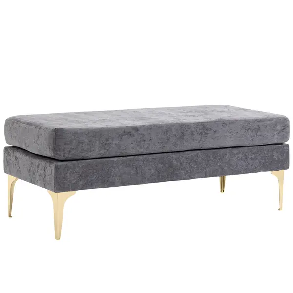 HOMCOM Bancă pentru Pat de Dormitor cu 2 Niveluri, Bancă din Material de Catifea și Oțel, 121x50,5x46,5 cm, Gri Închis | Aosom Romania