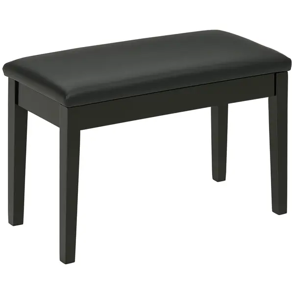 HOMCOM Bancă pentru Pian cu Spațiu de Depozitare, Bancă pentru Pian din Lemn și Piele Ecologică PU, 75x35x49 cm, Negru | Aosom Romania