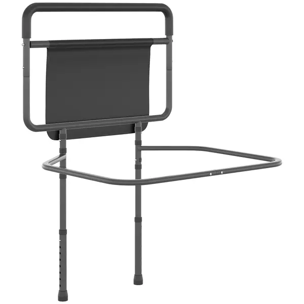 HOMCOM Bară de Asistență pentru Pat cu Înălțime Reglabilă, Buzunar de Depozitare și Bară de Susținere, 71x61x86-104 cm, Gri | Aosom Romania
