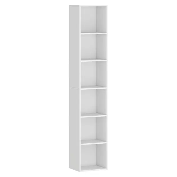 HOMCOM Bibliotecă Autoportantă și care Economisește Spațiu, 30x24x159 cm, Culoare Alb | Aosom Romania