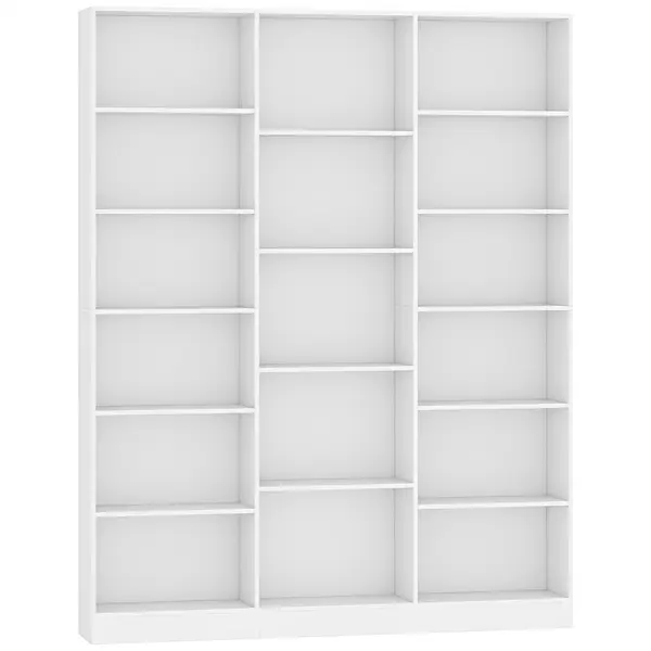 HOMCOM Bibliotecă cu Polițe Reglabile și Sistem Anti-Răsturnare din PAL, 149 x 23,6 x 188 cm, Albă | Aosom Romania