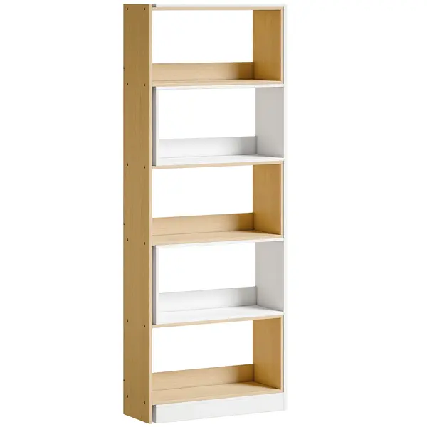 HOMCOM Bibliotecă de colț rotativă 350° cu 5 niveluri, raft extensibil în formă de L, 60-111x24x164cm, stejar | Aosom Romania