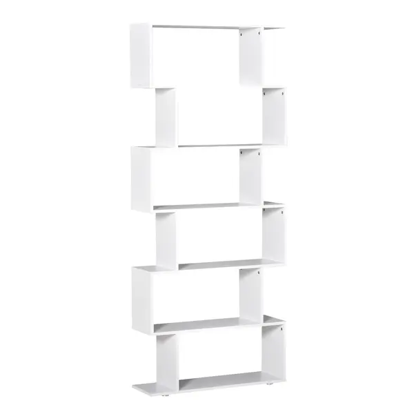 HOMCOM Bibliotecă din Lemn cu 6 Rafturi, 80x24x191 cm, Alb | Aosom Romania