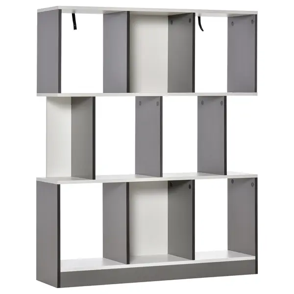 HOMCOM Bibliotecă Mobilă cu 8 Rafturi pentru Sufragerie și Dormitor, 100x24x124 cm, Gri Închis | Aosom Romania
