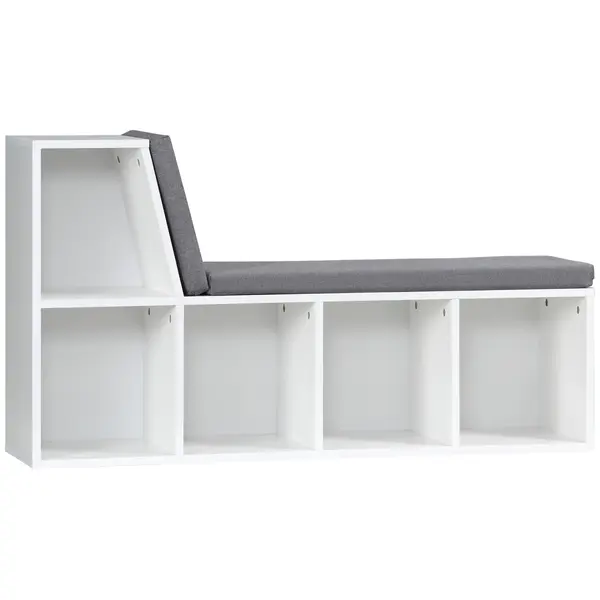 HOMCOM Bibliotecă Modulară cu 5 Rafturi Deschise și 2 Perne, Mobilier pentru Living, Dormitor și Birou, Gri Alb | Aosom Romania