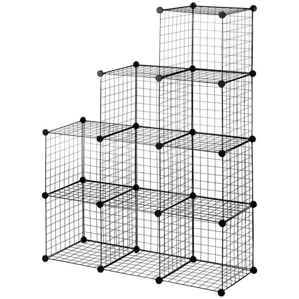 HOMCOM Bibliotecă Spațiu Redus, 9 Cuburi, Oțel/PP, 35x35x35cm, Negru, pentru Jucării/Haine | Aosom Romania